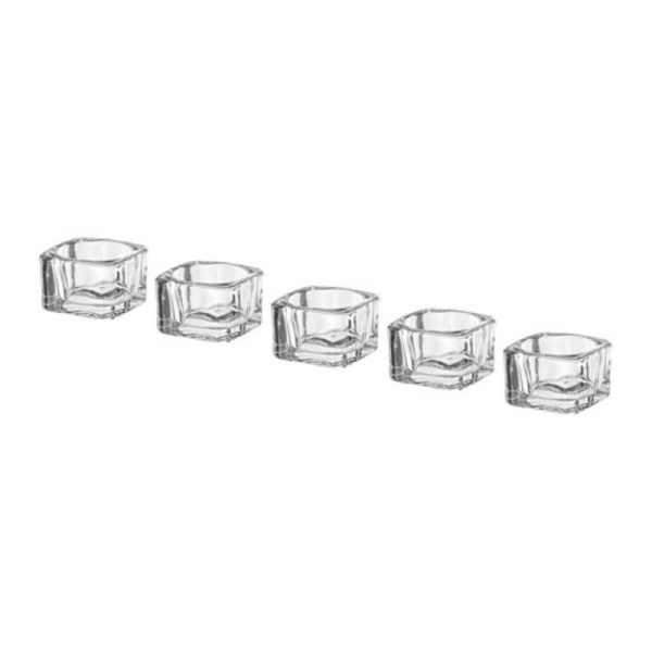 Glasig tempat lilin koin tealight holder 5 pc kaca bening wadah lilin