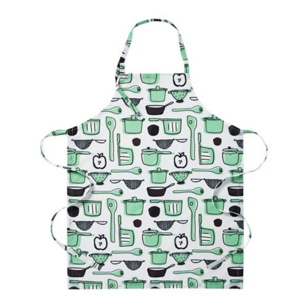 Rinnig celemek dapur unisex apron masak hijau berpola panci kitchen apron dewasa waterproof