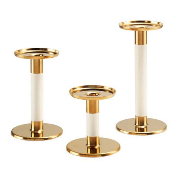 Glittrig candlestick 3 pc ivory gold tempat lilin batang modern elegan