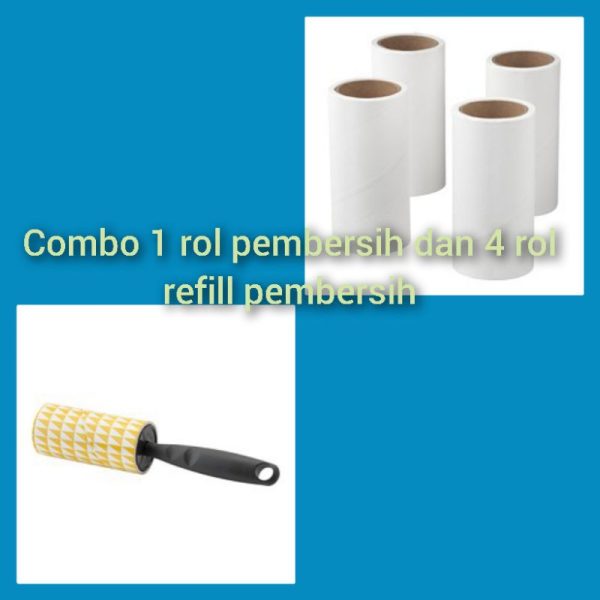 Combo bastis rol dan refill pembersih debu karpet bulu baju dan pakaian L 10 cm