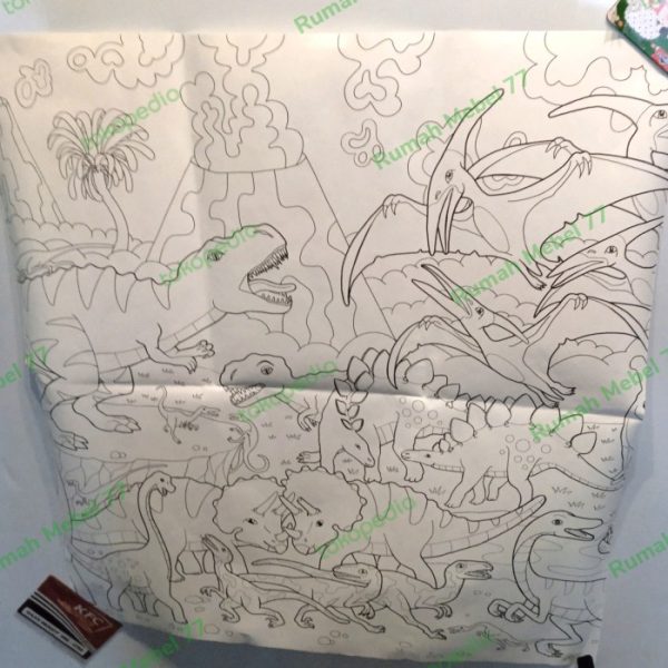 Kertas mewarnai motif dinosaurus colouring paper 1 sheet random