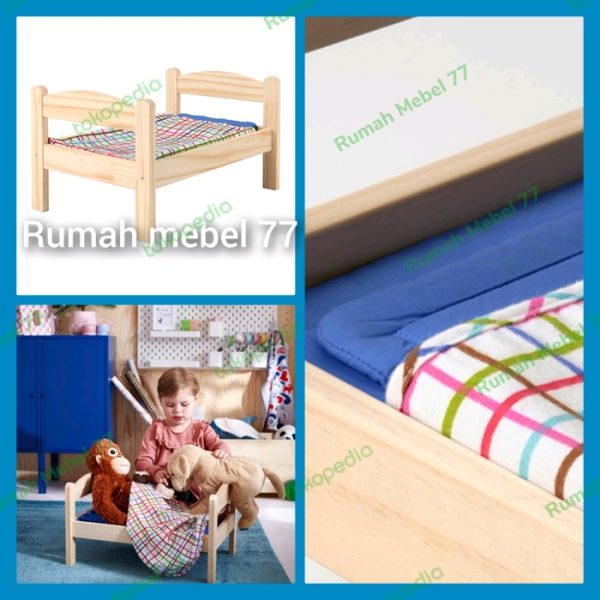 Ranjang boneka kasur mainan anak plus sprei set doll's bed