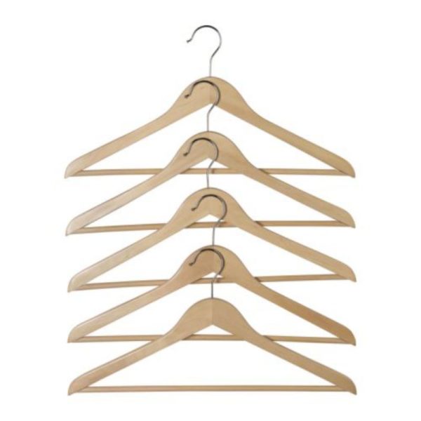 Hopa gantungan baju pakaian eucalyptus 5 pc warna alami hanger jemuran bazaar