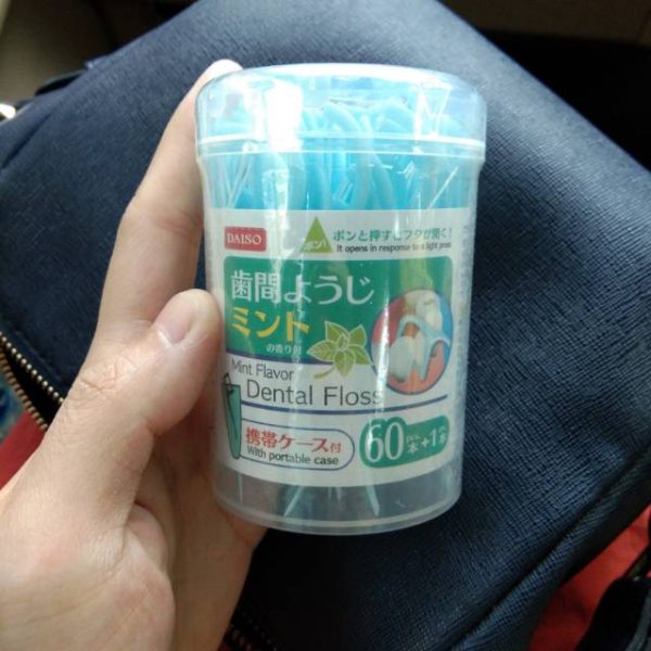 Daiso 60pc dental floss dg box rasa mint sikat sela gigi pembersih gigi