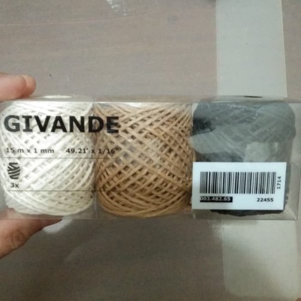 Givande Pita kado tali rami jute string 3 warna 15mtr 3pc tali rim