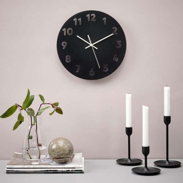 Tunnis jam dinding hitam 30 cm analog wall clock