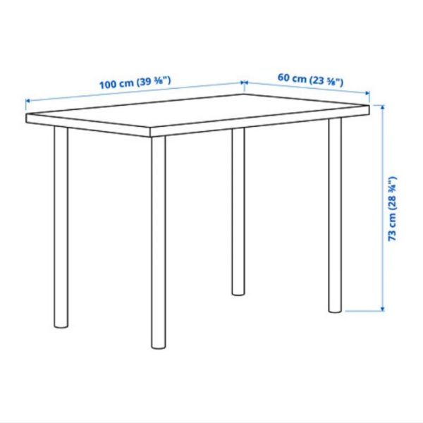 Linnmon adils meja kerja meja kantor meja belajar warna kayu kaki putih 100 x 60 cm work table