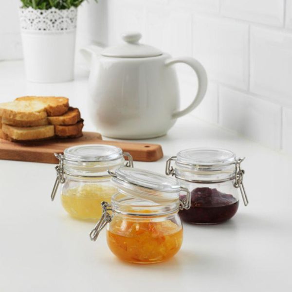 Korken toples kecil kaca bening set 3 pc 13 cl mini jar stoples madu selai acar kedap udara - Image 2