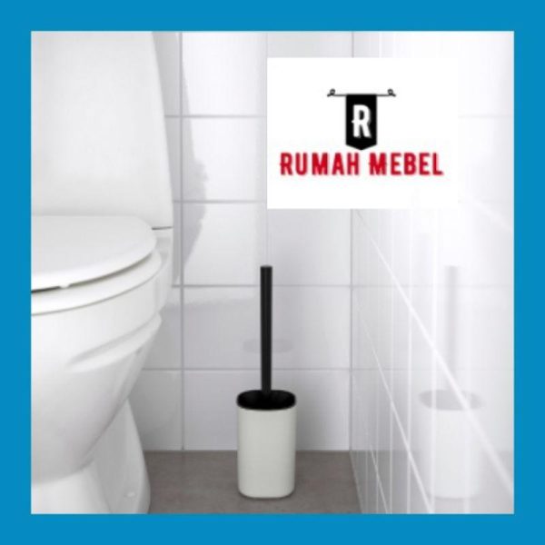 IKEA Storavan sikat toilet plus tempat hitam putih gagang panjang toilet brush T 37 cm - Image 2