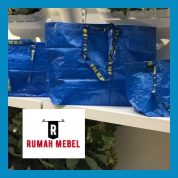 Frakta tas belanja kantong serbaguna tote bag laundry bag 3 pc biru kantong tas reusable tas belanja ikea