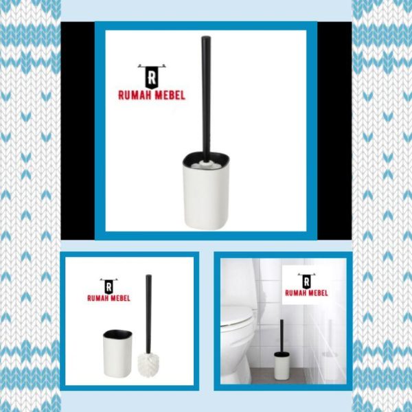 IKEA Storavan sikat toilet plus tempat hitam putih gagang panjang toilet brush T 37 cm - Image 3