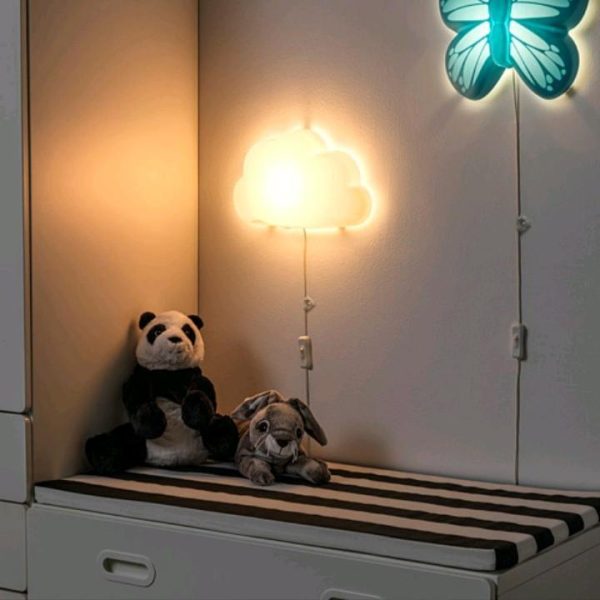 Ikea upplyst lampu dinding bentuk awan putih lampu malam kamar tidur anak nite lamp wall lamp - Image 2