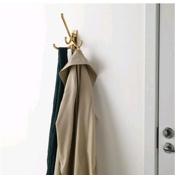 Ikea kampig 3 armed swivel hook brass colour pengait gantungan baju 3 kait putar gold kuningan - Image 2