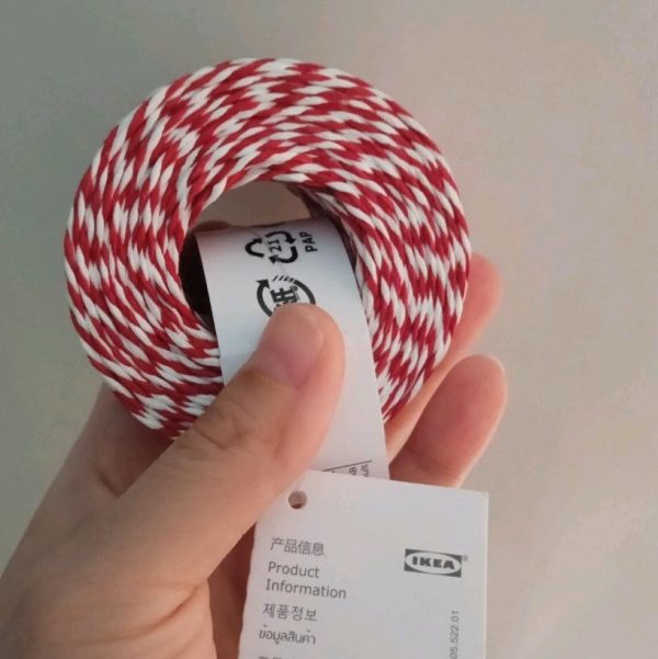 IKEA VINTER tali ikat  pita kado hadiah tali rami jute string bahan kertas 40m merah-putih - Image 3