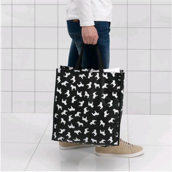 Ikea hastage tas kantong belanja laundry bag reusable agak tipis 38 x 15 x 42 cm hitam tote bag - Image 3