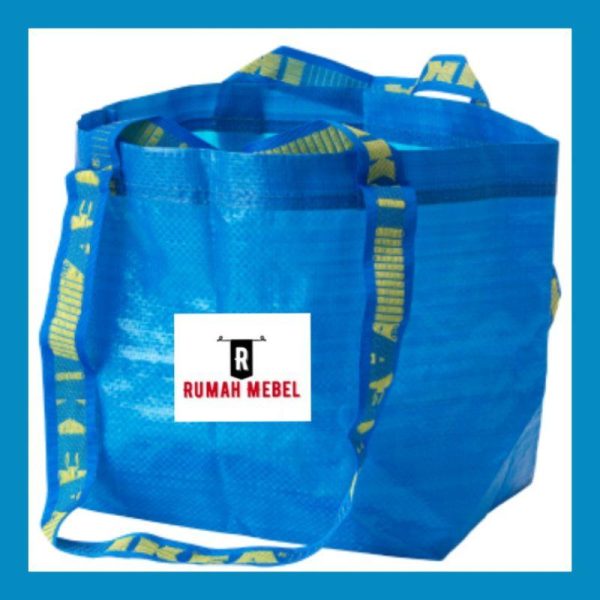 Frakta tas belanja kantong serbaguna tote bag laundry bag 3 pc biru kantong tas reusable tas belanja ikea - Image 3