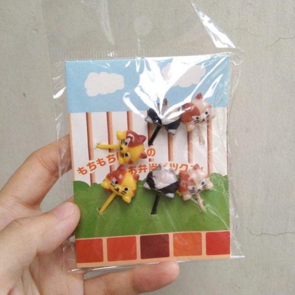 Garpu Buah Tusukan Bento Bekal Anak Dessert Fork Motif Kucing isi 6 Pcs murah - Image 3