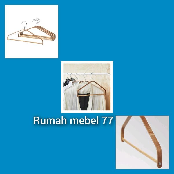 Ikea hosvans gantungan baju dalam lemari bahan bambu 5 pc hanger baju celana