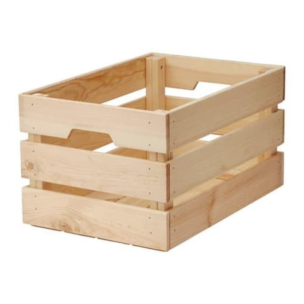 IKEA Box kayukotak hiasan dekorasi KNAGGLIG kayu pinus46x31x25cm