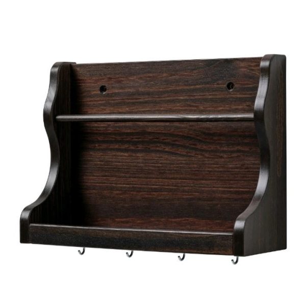 Ikea levla rak kecil aksesoris barang dengan pengait hook kayu pinus solid wall shelf with hook rak gantung penyimpanan kunci