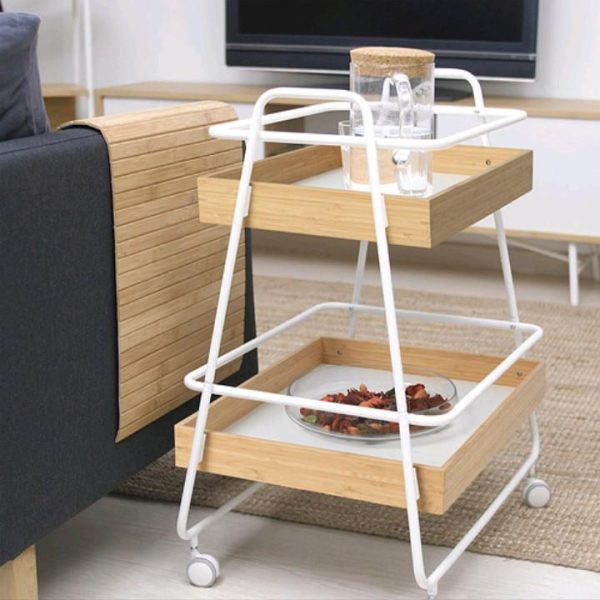 Ikea svenarum meja samping tempat tidur nakas beroda coffee table troli minimalis bambu - Image 3