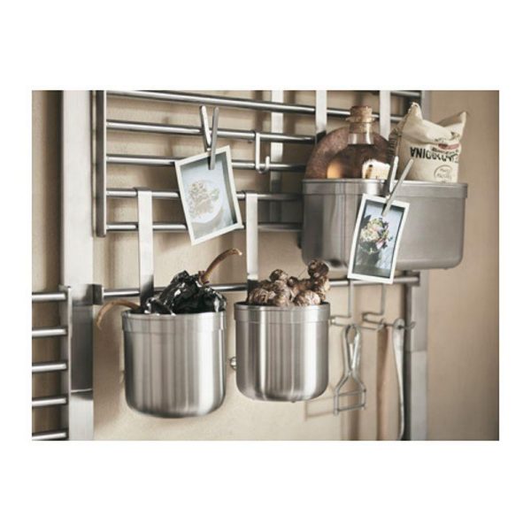 Kungsfors wadah serbaguna stainless steel ukuran besar 24 x 12 x 26.5 cm wadah gantung bumbu dapur keranjang gantung - Image 3