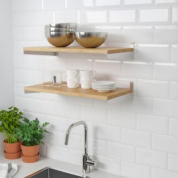 Kungsfors rak dinding BAMBU 60 cm rak dapur rak penyimpanan barang wall shelf rak tempel dinding 1pc - Image 2