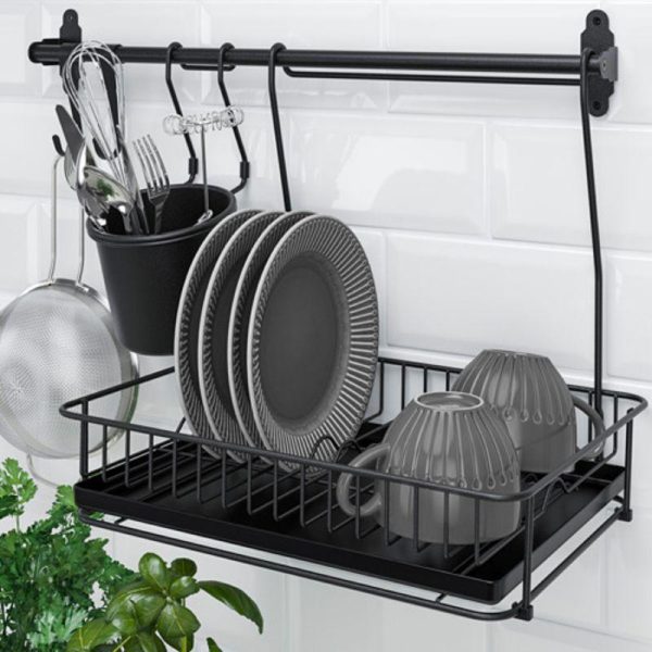 hultarp ikea rak pengering piring gantung hanging dish drainer hitam rak piring gantung