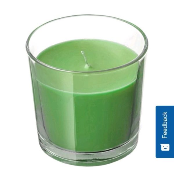 IKEA SINNLIG lilin wangi apel dalam gelas kaca hijau scented aromatherapy candle 7.5cm