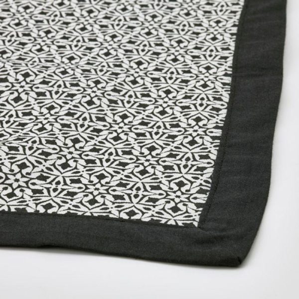 Ikea Hembjuden table runner taplak meja panjang 140 x 35 cm hitam putih off white monochrome - Image 2