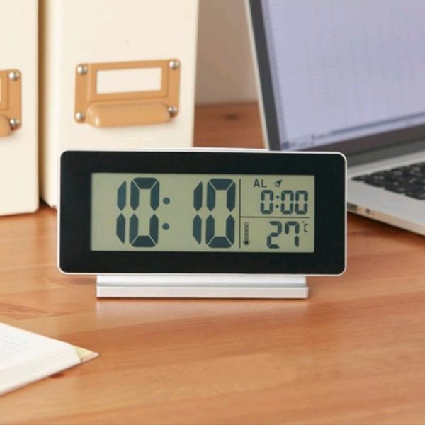 Ikea filmis jam weker jam beker list hitam jam 3 in 1 termometer suhu alarm clock - Image 3