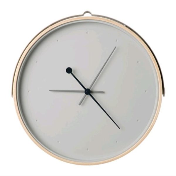 ikea rotblota jam dinding elegan venner kayu wall clock tidak berisik