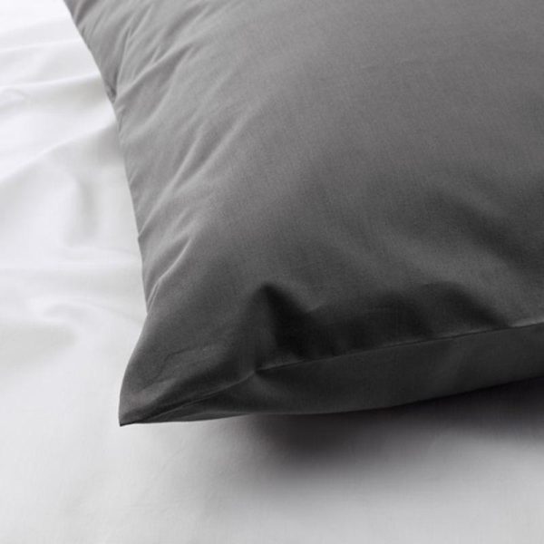 Ikea ullvide sarung bantal abuabu pillow case 50 x 80 cm bahan katun dan lyocell 1 pc - Image 2