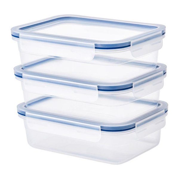 Ikea365+ food container toples makan set 3 pc volume 1 L aman untuk microwave kotak makan tutup lock kedap udara