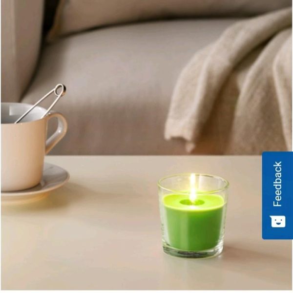 IKEA SINNLIG lilin wangi apel dalam gelas kaca hijau scented aromatherapy candle 7.5cm - Image 2