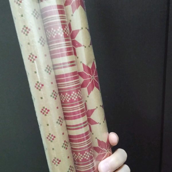 Ikea vinter kertas kado coklat alami 3 rol mixed gift wrap roll kertas bungkus kado hadiah - Image 3