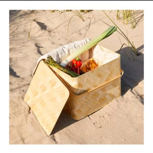 IKEA KASEBERGA keranjang piknik dengan sisipan kain di dalam basket storage food bahan bambu - Image 2