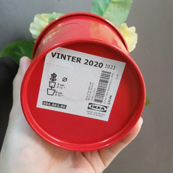 Ikea vinter bunga plastik hias dekorasi meja plus pot kaleng merah 9 cm artificial flower - Image 2