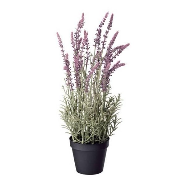 IKEA Fejka tanaman tiruan lavender dalam pot hitam bunga artificial