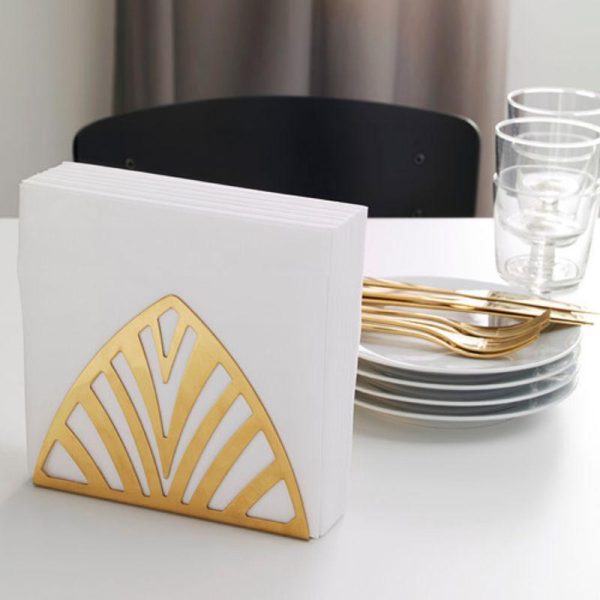 Tillstalning tempat serbet kertas paper napkin holder warna kuningan elegan bentuk segitiga - Image 2