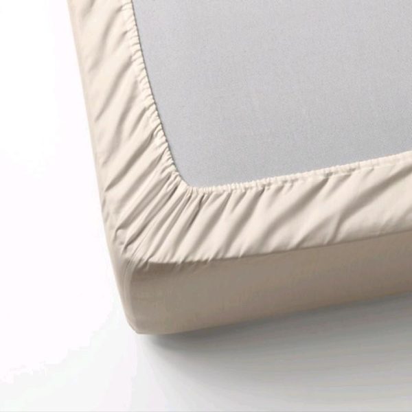 Ikea dvala sprei ranjang penutup kasur krem 180 x 200 cm seprai fitted sheet - Image 2