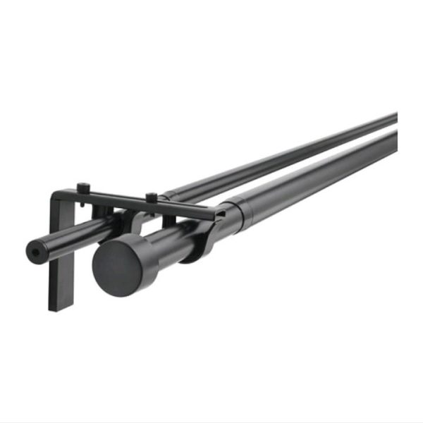 Ikea racka hugad tiang tirai jendela double rel hitam 120-210cm curtain rod model putar