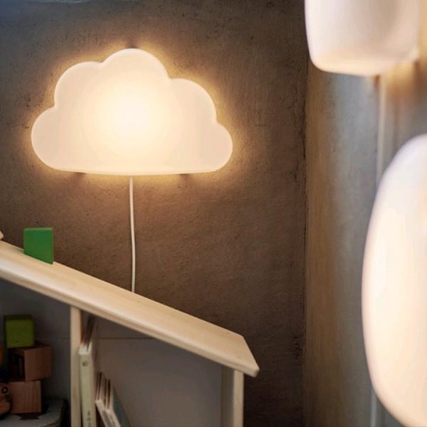 Ikea upplyst lampu dinding bentuk awan putih lampu malam kamar tidur anak nite lamp wall lamp - Image 3