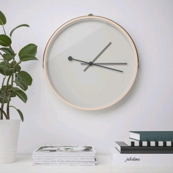 ikea rotblota jam dinding elegan venner kayu wall clock tidak berisik - Image 2