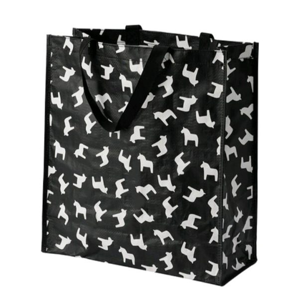 Ikea hastage tas kantong belanja laundry bag reusable agak tipis 38 x 15 x 42 cm hitam tote bag