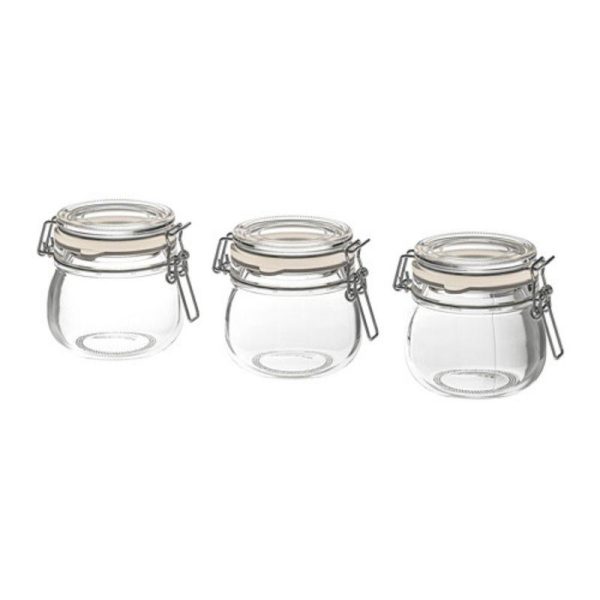 Korken toples kecil kaca bening set 3 pc 13 cl mini jar stoples madu selai acar kedap udara