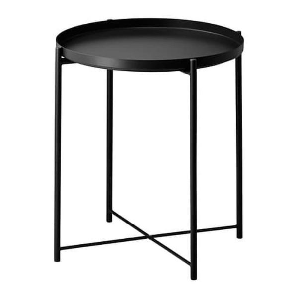 IKEA Meja besi baki atas bisa diangkat warna hitam diameter 53 tinggi 45 cm IKEA Gladom