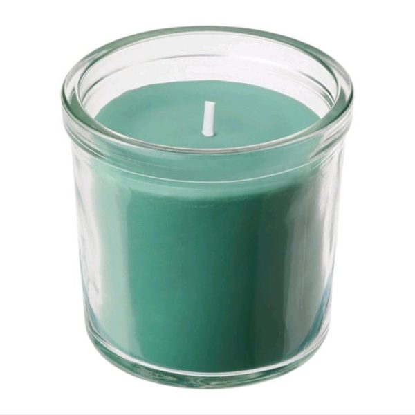 Ikea hedersam lilin wangi rumput segar hijau muda dalam gelas kaca 7 cm scented candle aromatherapy