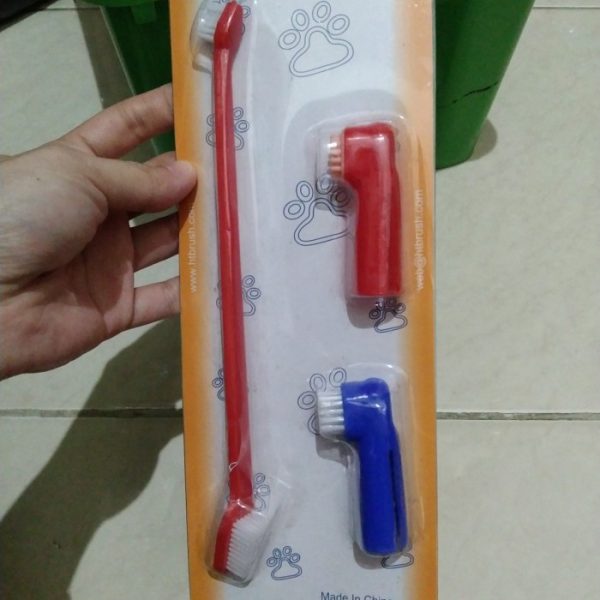 Sikat gigi anjing kucing pets toot brush 2 in 1 sikat gigi jari pets TC-1139 - Image 2