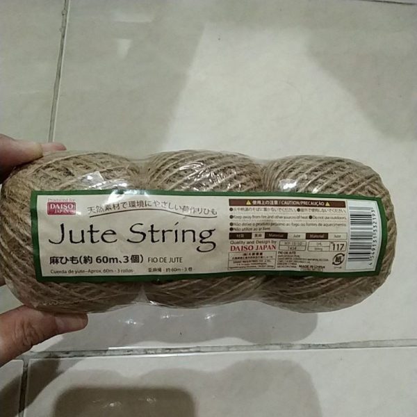 Daiso jute string tali goni karung tali botol anti licin 3 rol x 60 m tali rami TC-0880